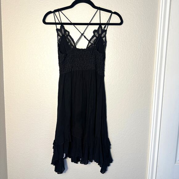 Free People FP One Adella Black Lace Short Dress, Boho, Sheer, Sexy, Size Small - Picture 4 of 8